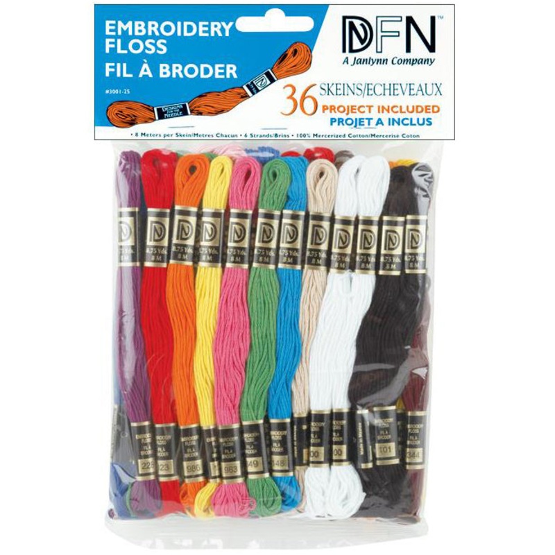 Cotton Embroidery Floss Assorted Colors 36-pack 3001 Primary