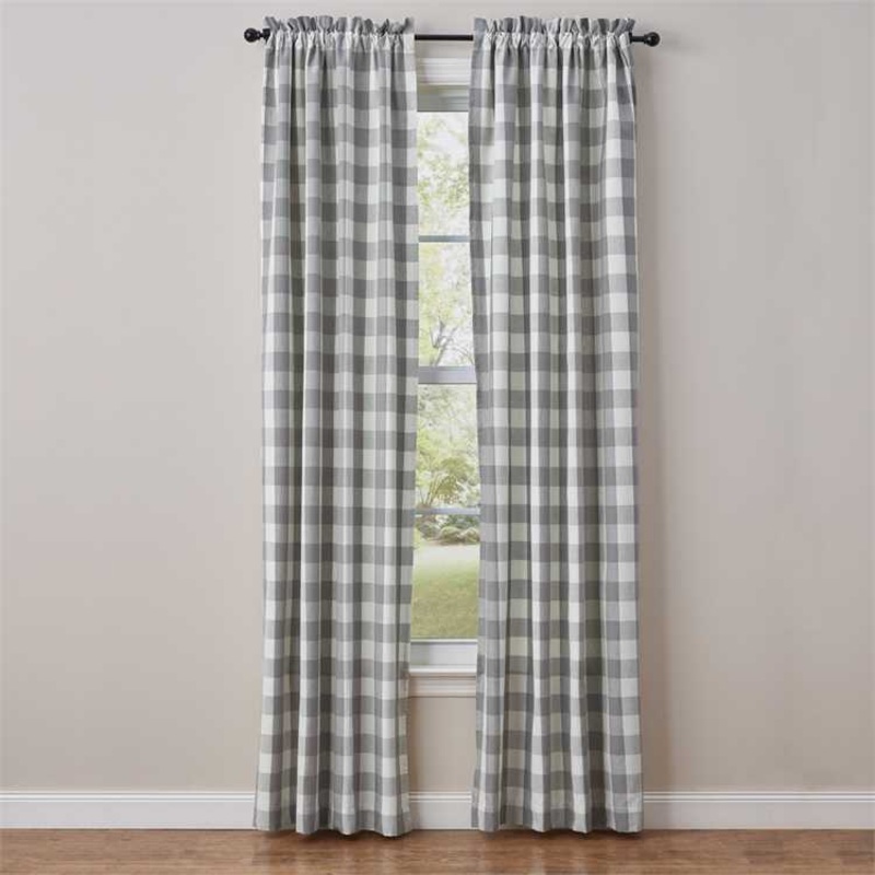 Wicklow Check Lined Curtain Panels Pair 113-431 Dove Gray