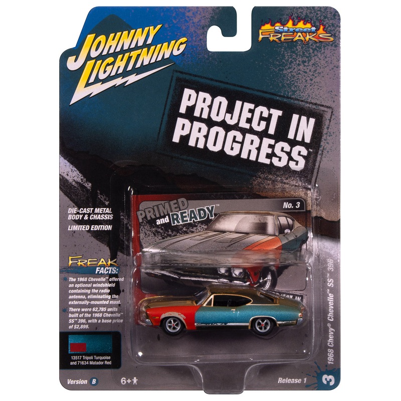 “PRE-ORDER” Johnny Lightning Street Freaks 1968 Chevy Chevelle(Project in Progress) (Tripoli Turquoise) 1:64 Scale Diecast (DUE LATE OCTOBER 2025)