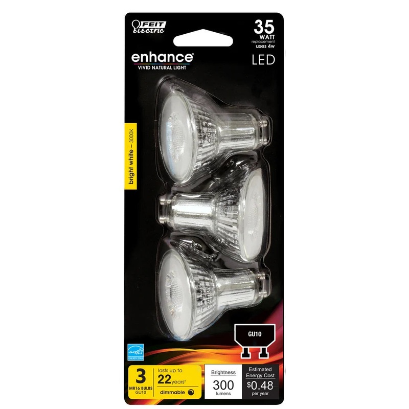 3-Pack 35W MR16 GU10 Enhance Reflector LED Light Bulbs MR16GU109 3000K Bright White