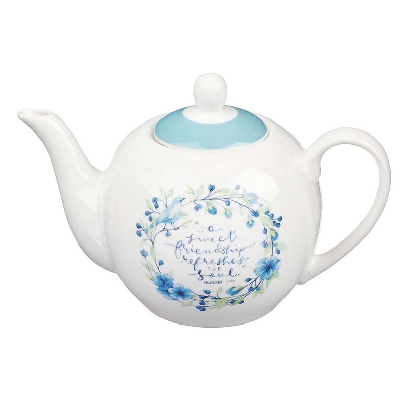 A Sweet Friendship Ceramic Teapot – Proverbs 27:9 TEA006