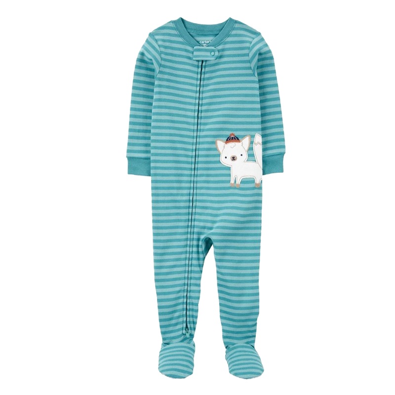 Baby 1-Piece Wolf Striped 100% Snug Fit Cotton Footie Pajamas 1R945610 18 Months