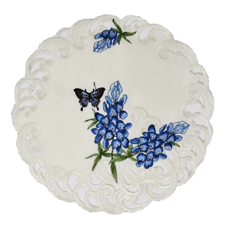 Blue Bonnet & Butterflies Doilies & Runners 9491 8-Inch Round