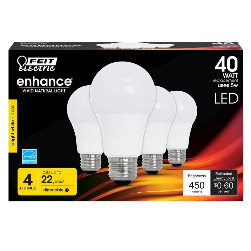 4-Pack 40W Enhance LED Light Bulbs OM40DM/9 3000K Bright White