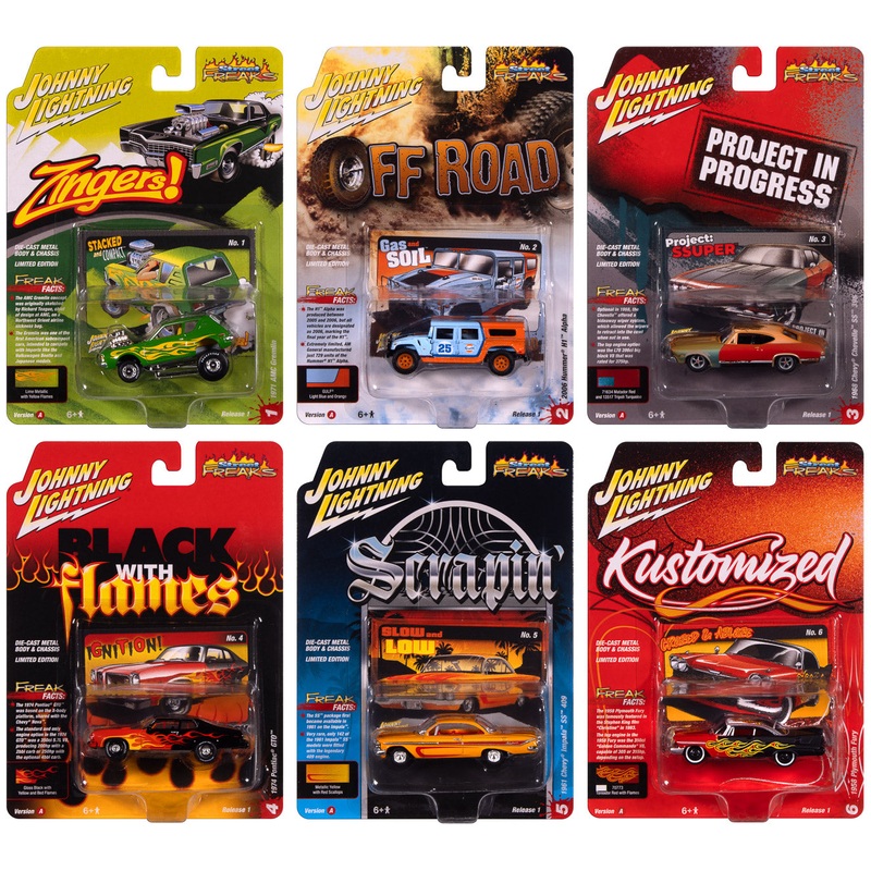 “PRE-ORDER” Johnny Lightning Street Freaks 2025 Release 1 Set A (6-Car Sealed Case) 1:64 Scale Diecast (DUE LATE OCTOBER 2025)