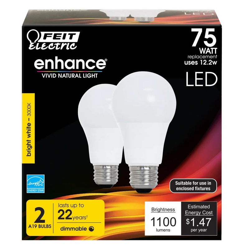 2-Pack 75W Enhance LED Light Bulbs OM75DM/9 3000K Bright White