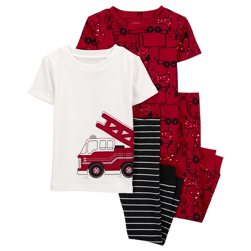 Baby Boys’ 4-Piece Firetruck Pajamas 1Q510110 12 Months