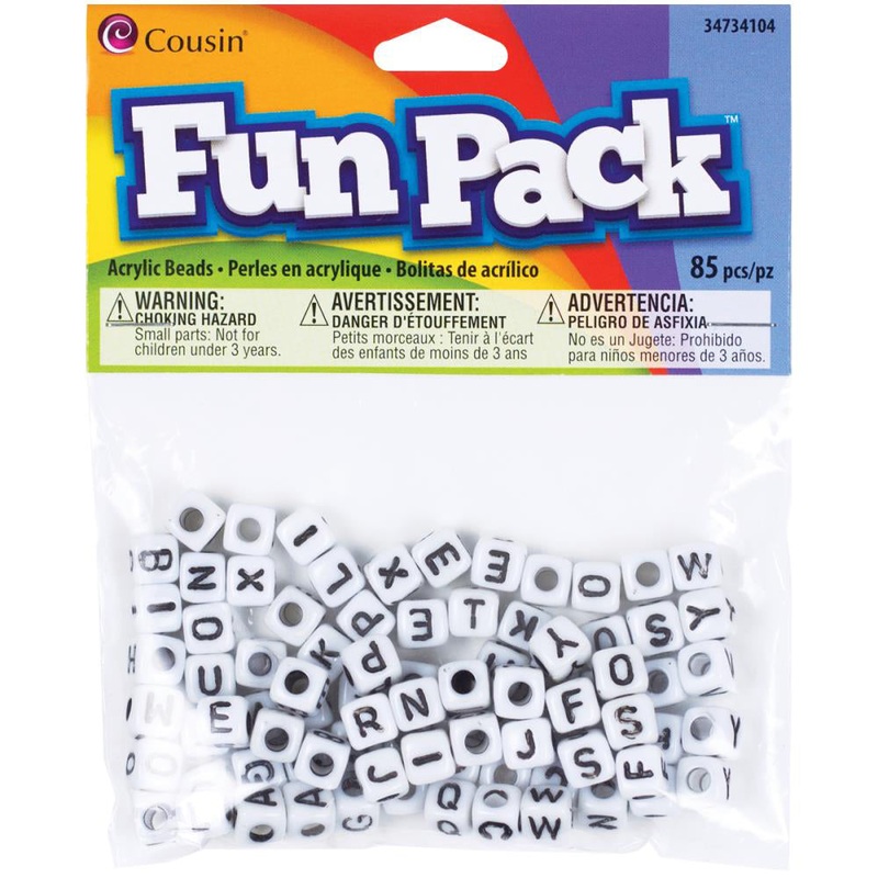 White Alphabet Square Plastic Beads CCALPHA 34104