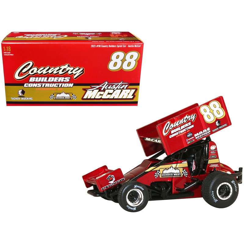 Winged Sprint Car #88 Austin McCarl “Country Builders Construction” Country Builders Racing “World of Outlaws” (2023) 1/18 Diecast Model Car by ACME