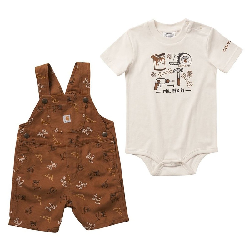 Baby Boy Short Sleeve Bodysuit & Canvas Shortall Set CG8805 3 Month