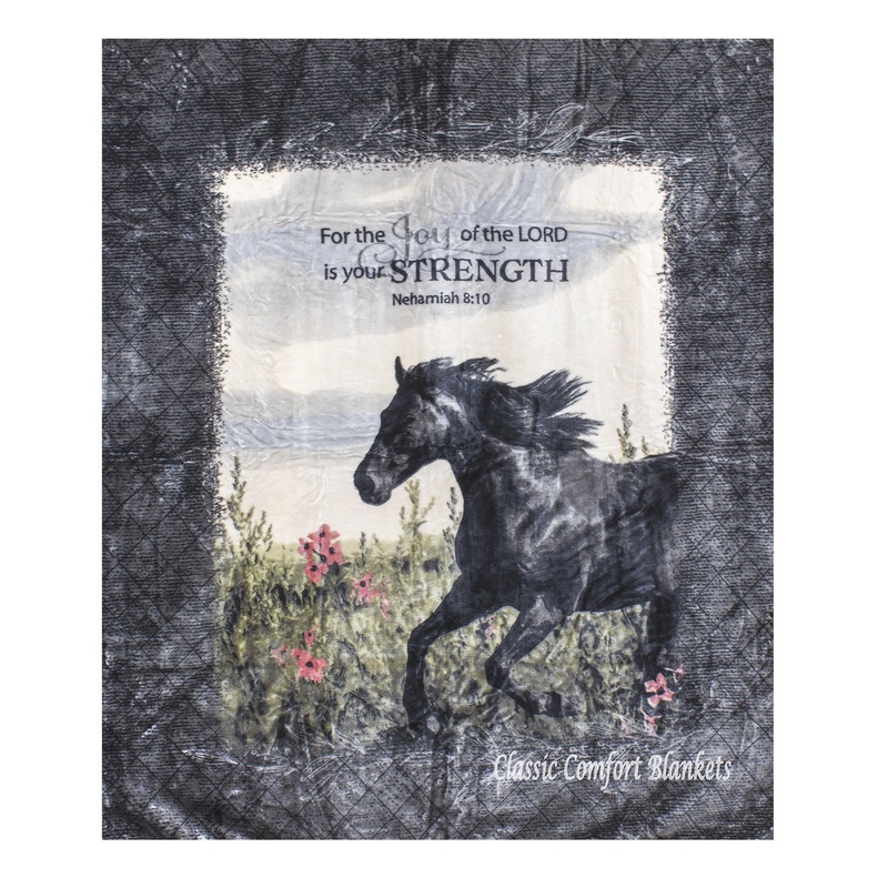Wildflower Horse 79″ x 95″ Plush Queen-sized Blanket BLKT-4661-CH