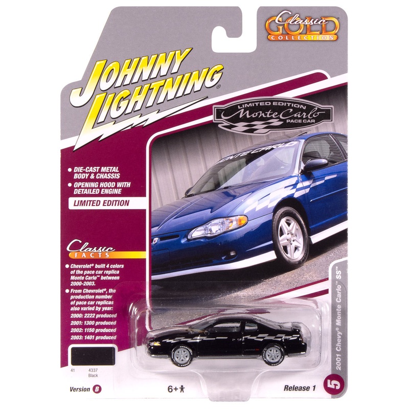 “PRE-ORDER” Johnny Lightning Classic Gold 2000 Chevy Monte Carlo SS (Gloss Black) 1:64 Scale Diecast (DUE OCTOBER 2025)