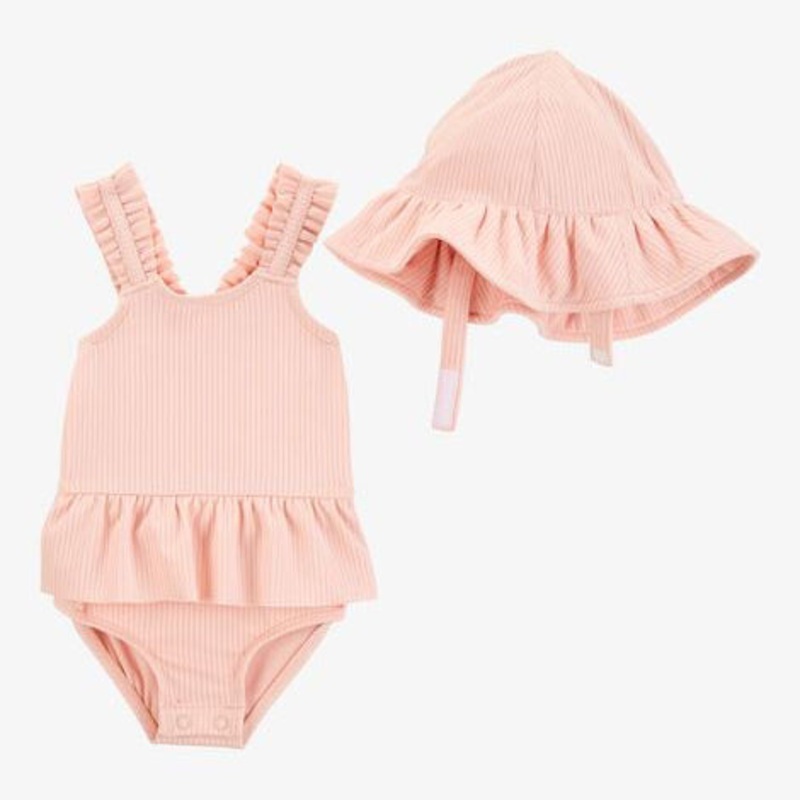 Baby 2-Piece Sun Hat & Ruffle 1-Piece Swimsuit Set 1S898010-650 6MO