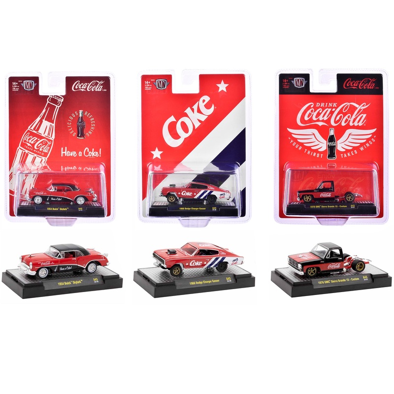 “Coca-Cola” Set of 3 pieces Release 43 Limited Edition to 10000 pieces Worldwide 1/64 Diecast Model Cars by M2 Machines