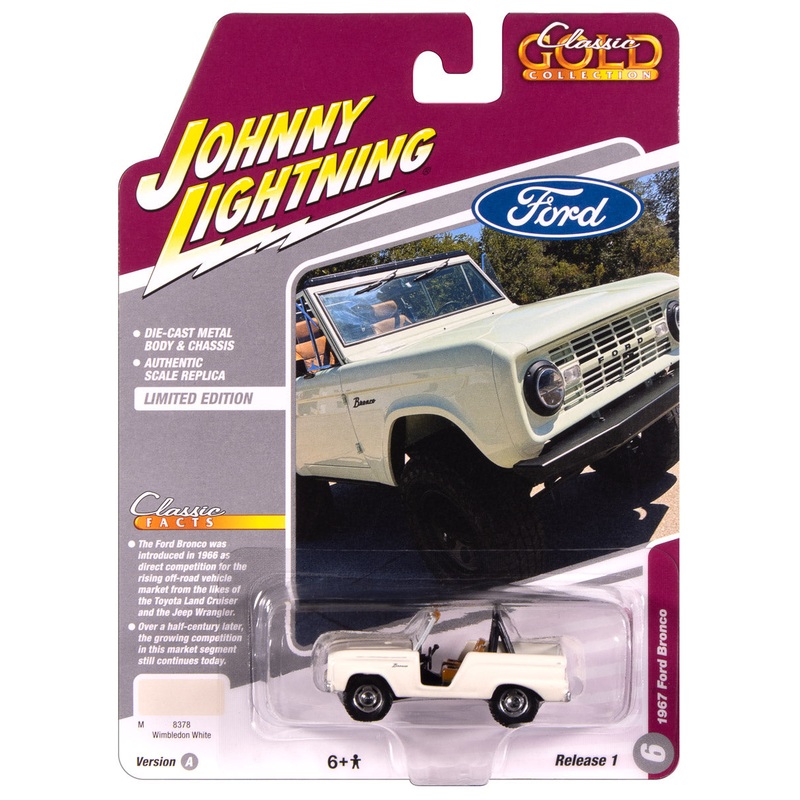 “PRE-ORDER” Johnny Lightning Classic Gold 1967 Ford Bronco (Wimbledon White) 1:64 Scale Diecast (DUE OCTOBER 2025)