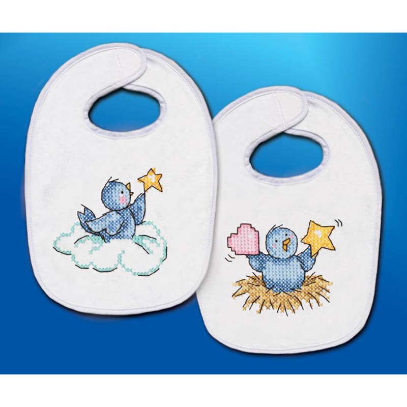 Baby Birds Bibs Embroidery Kit T21768 2-pack