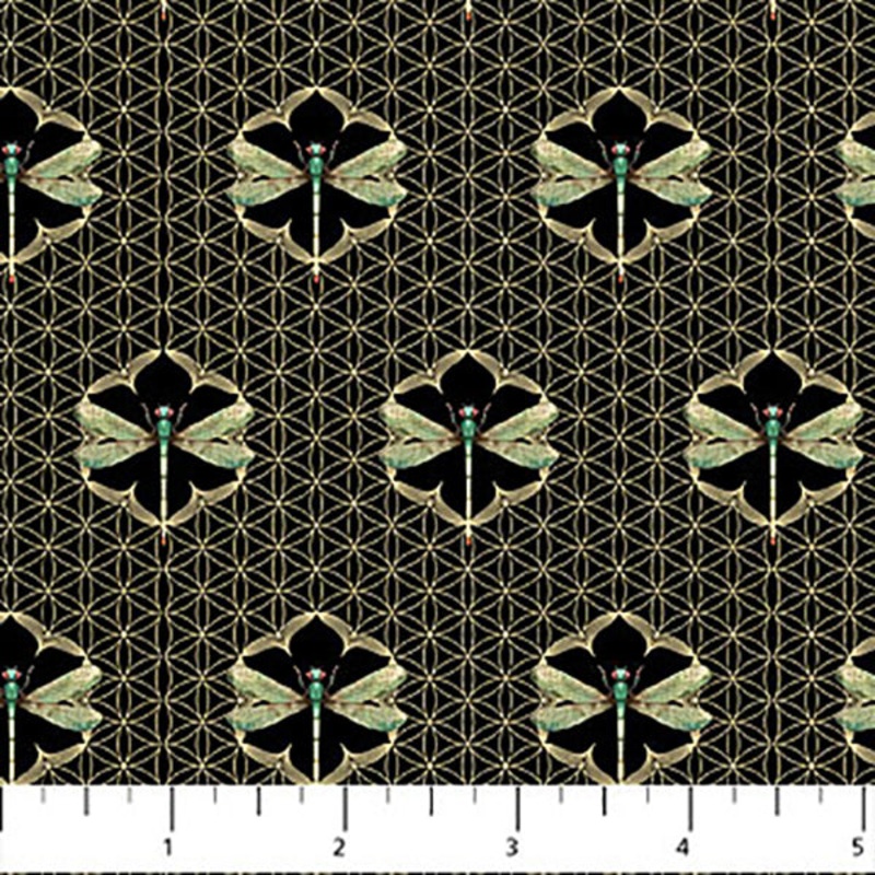 Water Lilies Collection Dragonfly Grid Cotton Fabric Water Lilies Collection Scallops Cotton Fabric 25062 Black