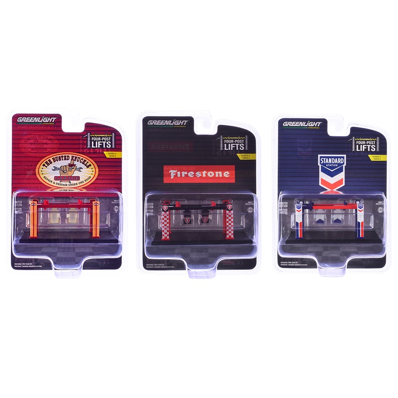 “Four-Post Lifts” Set of 3 pieces Series 6 1/64 Diecast Models by Greenlight
